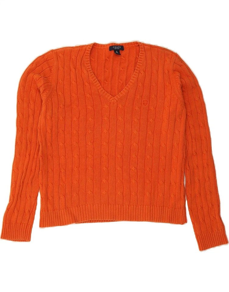 CHAPS Womens V-Neck Jumper Sweater UK 18 XL Orange Cotton BX01 - Image 1 of 3