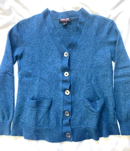 Cárdigan para mujer KIRKLAND azul imperial 100 % lana merino extra fina talla grande - Imagen 1 de 17