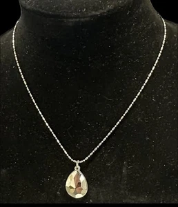 Vintage Träne Tropfen Braut Kristall auf Silber Halskette & Kristall Ohrringe - Bild 1 von 3