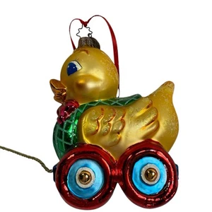 Christopher Radko Quack N Roll Duck Decorazione Natalizia Vetro Soffiato Tirare Giocattolo 2002 - Foto 1 di 6
