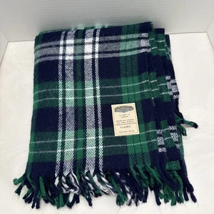 Vtg Faribault Woolen Mills 100% Acrylic Green Plaid Throw 53x60” Excellent Con - Picture 1 of 7