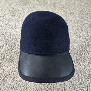 Genie by Eugenia Kim Hat Cap Fitted Womens One Size Navy Wool Black Leather Bill - Picture 1 of 11