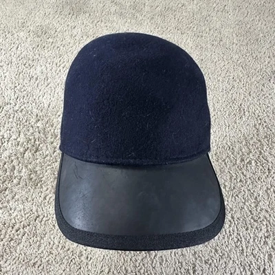 Genie by Eugenia Kim Hat Cap Fitted Womens One Size Navy Wool Black Leather Bill - Image 1 of 4