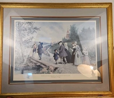 Antigo Sunday Morning In Sleepy Hollow Washington Irving Jennie Brownscombe 44x36 - Imagem 1 de 4