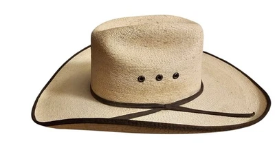 Atwood Western Hat 5X Ivory Straw Hereford Low Crown Long Oval Men 7 Cowboy - Image 1 of 4