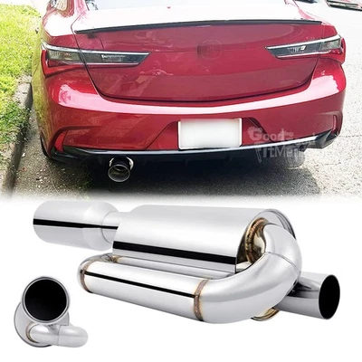 Para Acura ILX 2,5" Entrada 4" Saída Carro Twin Loop Escape Ressonador Ponta Silenciador - Imagem 1 de 4
