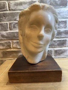 Early 20th Century Marble Sculpture Female Face Bust  12” Tall ALABASTER ANTIQUE - Picture 1 of 11