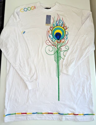 NWT NOS Coogi Big Logo Peacock Feather Crew Neck Long Sleeve Mens Tee Shirt! 3XL - Image 1 of 4