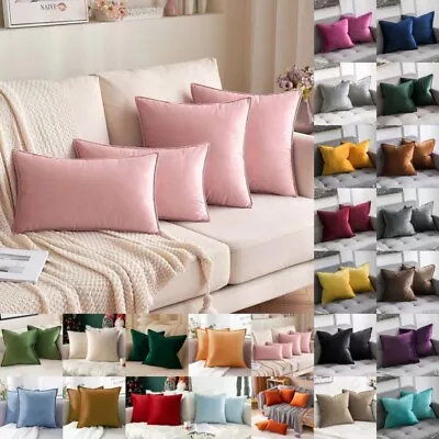 US 16" 18" 20" 24" Velvet Plain Cushion Cover Pillow Case Home Sofa Bed Decor - Image 1 of 4