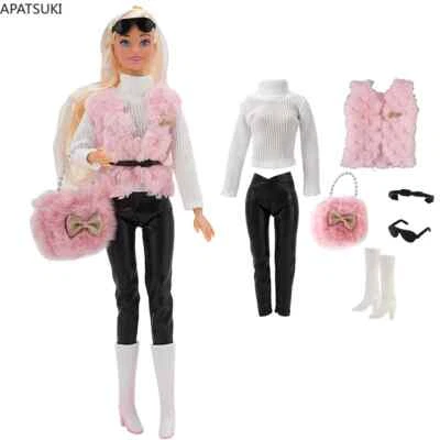 Trajes Rosa Para 11.5" Muñeca Ropa Chaleco Abrigo Blanco Top Botas Negro Pantalones Cinturón Foto 1 de 4