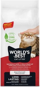 World'S Best Cat Litter 6.35Kg Red Multi Cat Unscented Long Lasting Free Ship AU - Picture 1 of 5