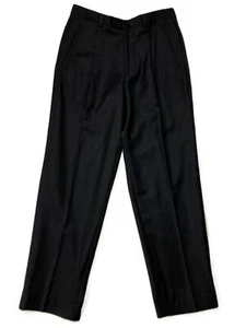 Zanella for Nordstrom Luxury Black Wool Men's Dress Pants 33x31 Flat Front - Picture 1 of 12