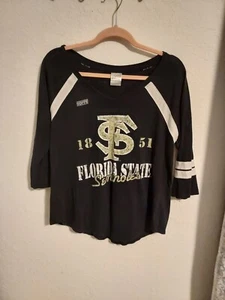 Black Florida State University T-Shirt With 3/4 Sleeves - Picture 1 of 1
