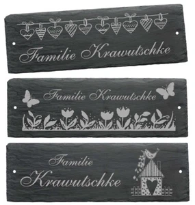Türschild personalisiert Namensschild Schiefer Schild mit Familienname 22 x 8 cm - Bild 1 von 6