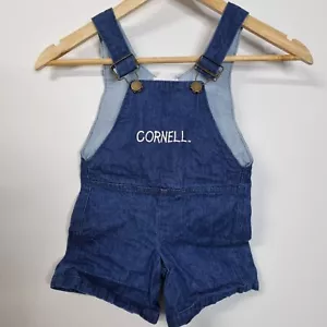Vtg Cornell University Jumper Overall Shortals Denim Sz 12 - Picture 1 of 5