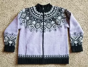 Icelandic Design Women's Zip Cardigan Sweater~Lavender~Medium~Lambswool Blend - Picture 1 of 3