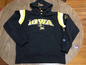 University Of Iowa Hawkeyes Small Black Champion Hoodie Sweatshirt  - Picture 1 of 11