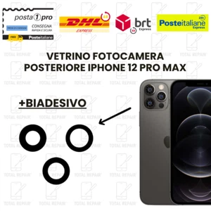 VETRINO VETRO LENTE FOTOCAMERA POSTERIORE IPHONE 12 PRO MAX+ BIADESIVO - Zdjęcie 1 z 1