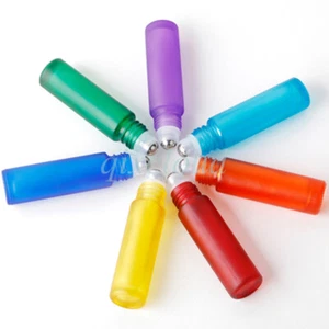 Empty 10ml Portable Frosted Glass Roller Ball Bottles for Perfume Essential Oils - Picture 1 of 17