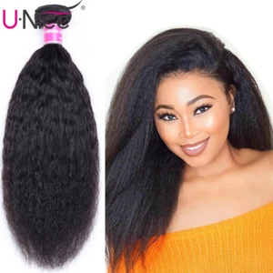 UNice Peruvian Kinky Yaki Straight Bundles Virgin Human Hair Extensions Weaves - Imagen 1 de 12