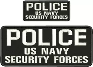 POLIZEI US MARINESTREITKRÄFTE EMB AUFNÄHER 4X10 UND 2X5 HAKEN AUF RÜCKSEITE SCHWARZ/WEISS - Bild 1 von 2