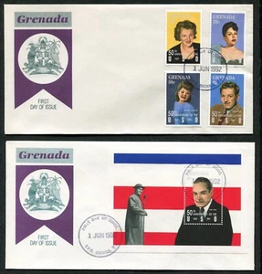 GRENADA 1992, CINEMA, MOVIE STARS, Scott 2083,2085,2086,2089,2092. on 2 FDC - Picture 1 of 1