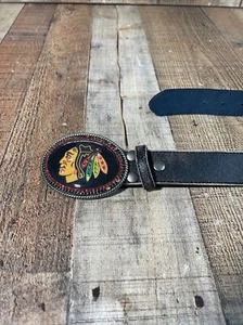 Chicago Blackhawks Schmuck Gürtelschnalle Ledergürtel Größe Small 30-32 Zoll - Bild 1 von 11