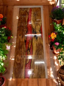 Red Epoxy Resin Conference Meeting Table Luxury Housewarming Furniture Hotel Dec - Picture 1 of 11