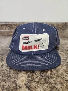 Vintage MoorMans Make Mine Milk Druckknopflasche Hut Denim Aufnäher Rinder Kuh USA - Bild 1 von 10