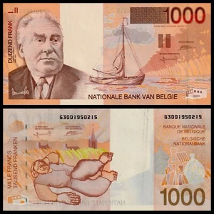 🇧🇪 Belgium 1000 francs ND 1997 Permeke / Boat P 150 Crisp UNC - Picture 1 of 5