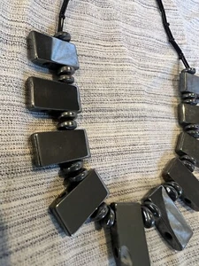 Collar de Cuentas Negro Brillante Elegante Hematite Estate MCM De Colección - Imagen 1 de 8