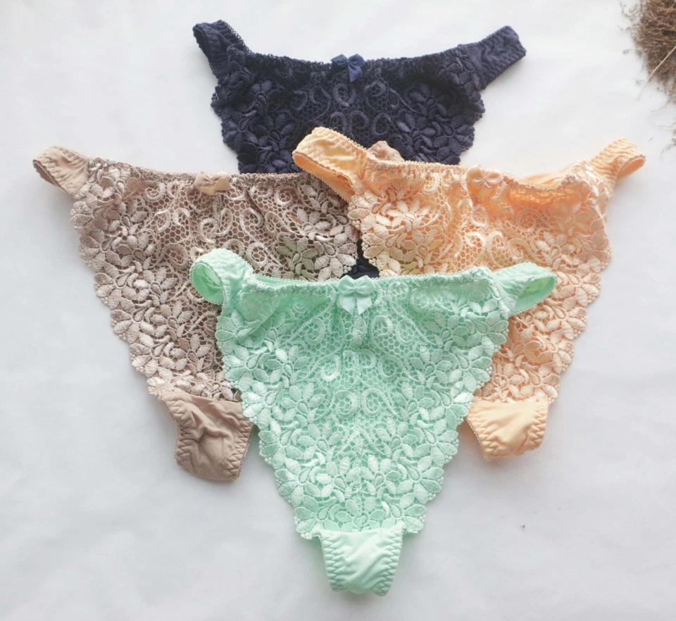 Mujeres Sexy Tanga Floral Bordado Corte Alto/Pierna Ropa Interior Tanga Bragas M Foto 1 de 1