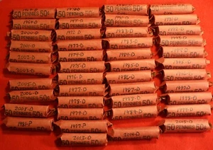 1980-D Lincoln Memorial Cent Penny 50 Coin roll Circulated Copper - Picture 1 of 4