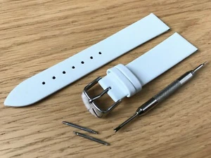 Para reloj FOSSIL Correa de cuero genuino blanco Banda Hebilla Cierre Hombre Damas - Imagen 1 de 11