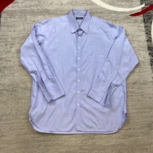 Turnbull & Asser Oxford Hemd 18 Lila Blau England Kleid Französisch Flip Manschette Herren - Bild 1 von 15