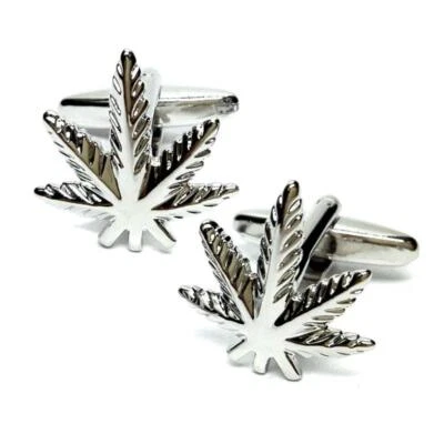 Gemelos hoja olla marihuana cannabis 420 hierba NUEVO con BOLSA DE REGALO fumeta boda Foto 1 de 4