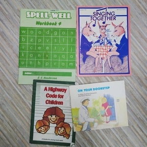 4 X Vintage Textbooks workbook Pamphlets 1980's highway code spelling singing - Picture 1 of 5