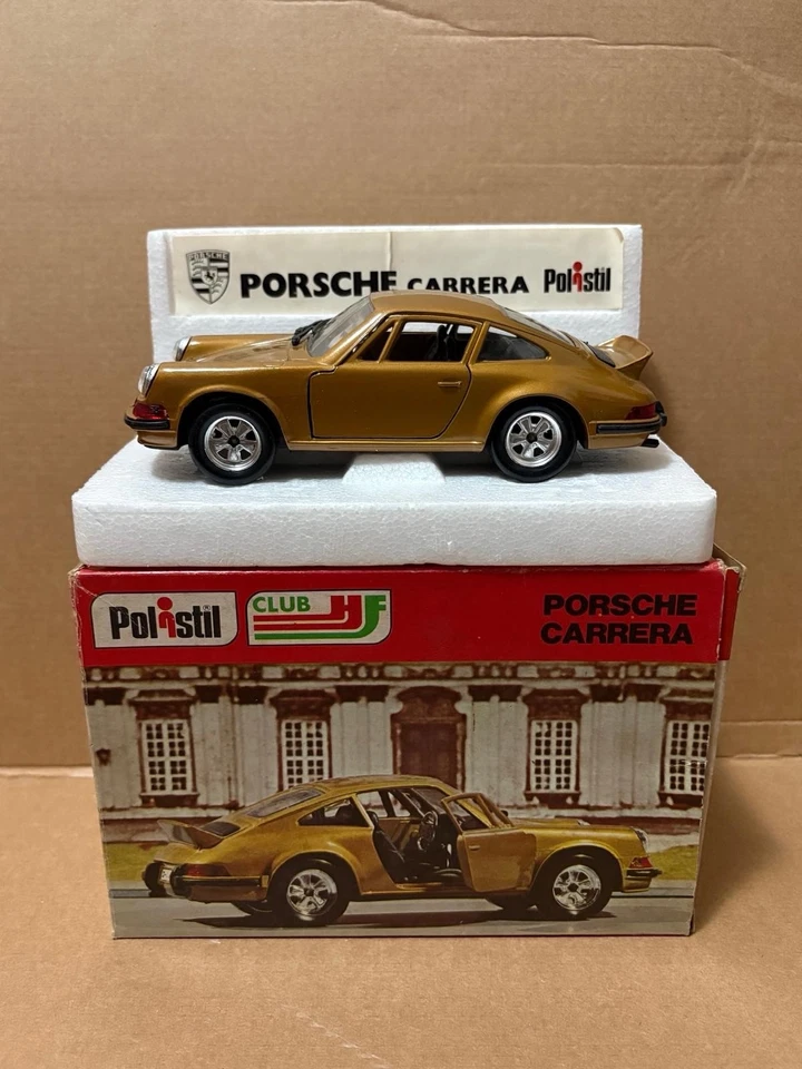 POLISTIL PORSCHE 911 CARRERA RS 1973 BRONZE 1/25 DIECAST METAL ITALY BOXED S82 - Immagine 1 di 3