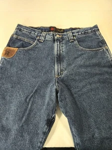 Wrangler RIGGS Workwear Blue Jeans 35x34 Fleece Lined Dura Shield Denim - Picture 1 of 15