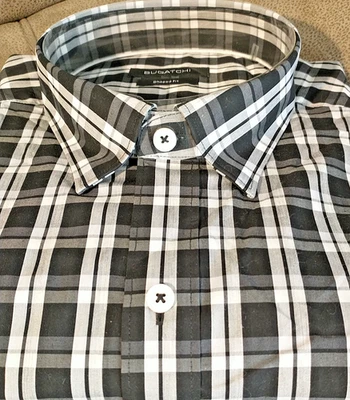 NWT Bugatchi men's Size L long sleeve button down shirt Fancy Jacquard Checks Sh - Image 1 of 4