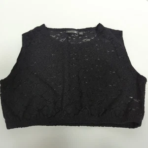 Mod-est T feminines schwarzes Spitzen Stretch Crop Top ärmellos Gr. XS/S - Bild 1 von 8