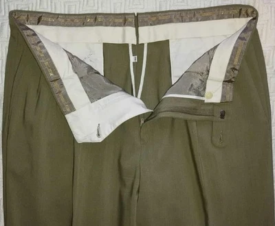 $295 ZANELLA A MEDIDA Diseñador Hombre OLIVA Vestido Pantalones Talla 34 (33) x 32 ~ITALIA~ Foto 1 de 4