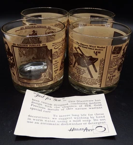 4 Montgomery Ward Golden Jubilee 1872-1922 Whiskey Lowball Rocks Glasses MINT! - Picture 1 of 3