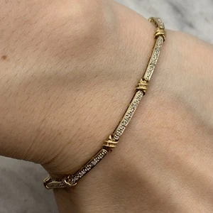 Brazalete tenis de diamantes de oro de 9 quilates de oro amarillo de 375 - Imagen 1 de 13