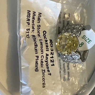 Кольцо для вечеринки с бомбой оригинальное размер 8 коктейльное любое лимон фианит родиевое покрытие - Изображение 1 из 4