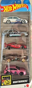 Hot Wheels 2025 5er Pack Nightburnerz, Ford Sierra, Toyota GR Supra, Nissan Max. - Bild 1 von 2