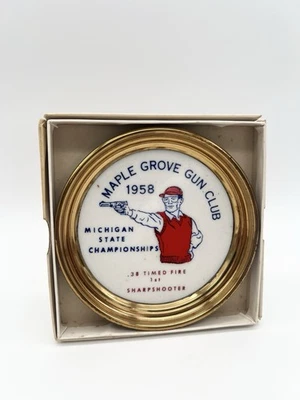 Vintage 1958 Maple Grove Gun Club Michigan State Championships Medal 1st Place - Image 1 of 4