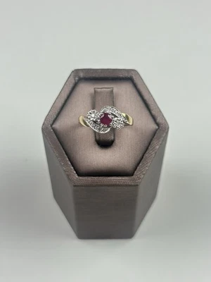 Ruby And Diamond Ring 9ct Gold , Hallmarked And Burma Ruby  - Image 1 of 4
