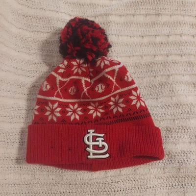 Chapéu gorro St. Louis Cardinals vermelho nova era MLB adulto malha pom temporada inverno  - Imagem 1 de 3