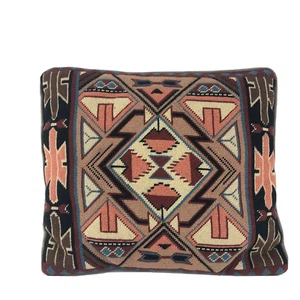 Almohada de punta de aguja de lana del suroeste Almohada de acento de diseño azteca del suroeste - Imagen 1 de 8